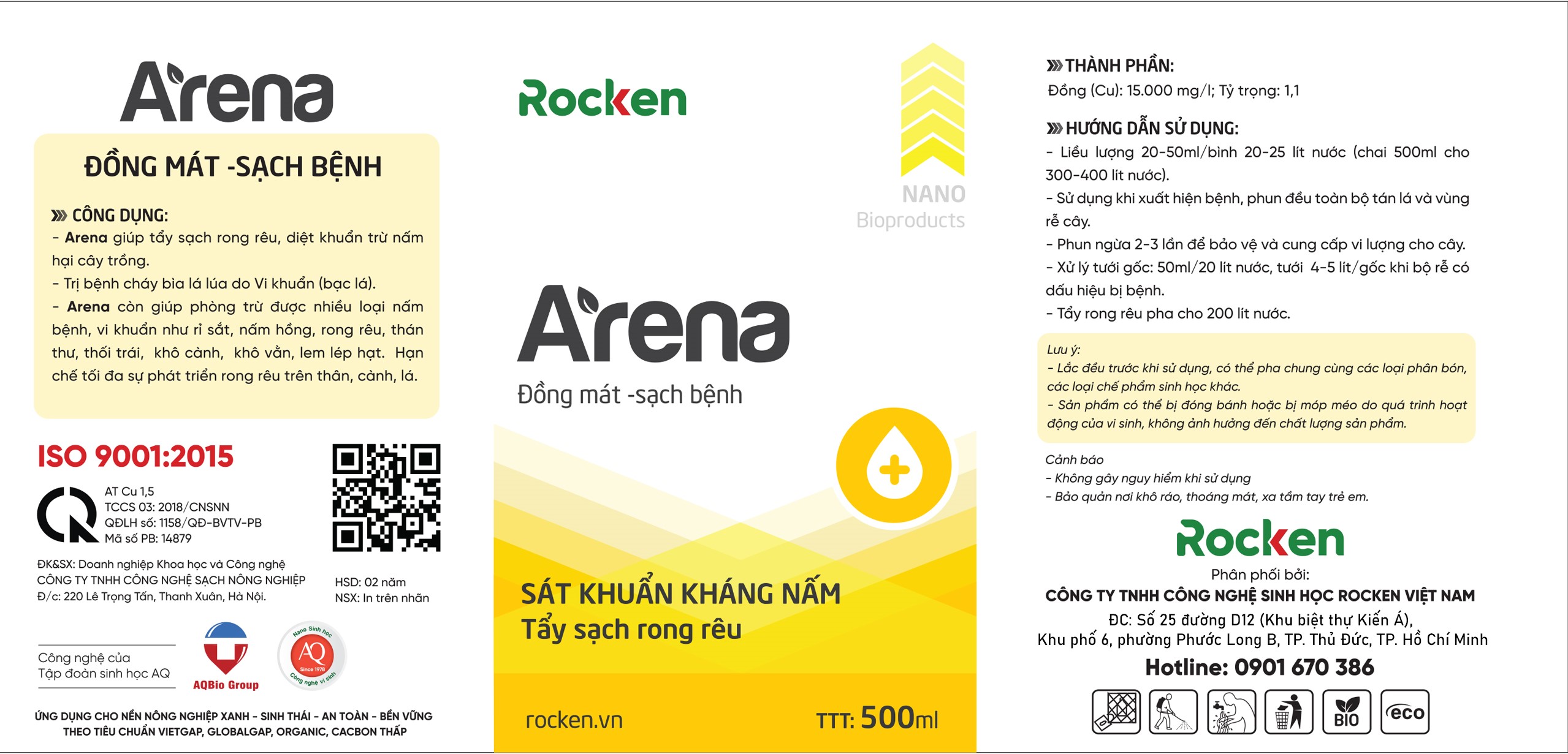 Rocken ARENA - Sát khuẩn, kháng nấm, tẩy sạch rong rêu