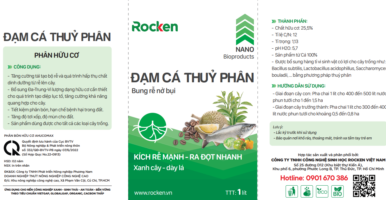 Thông tin chi tiết về phân đạm cá thủy phân Rocken