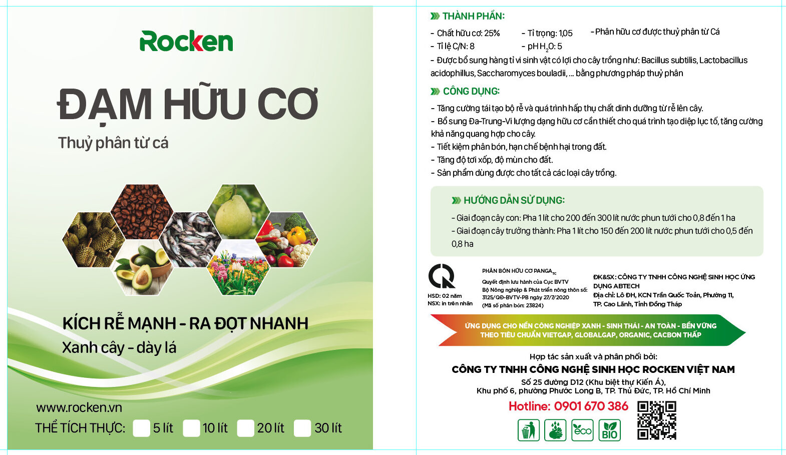 Hướng dẫn sử dụng đạm hữu cơ Rocken cho cây trồng