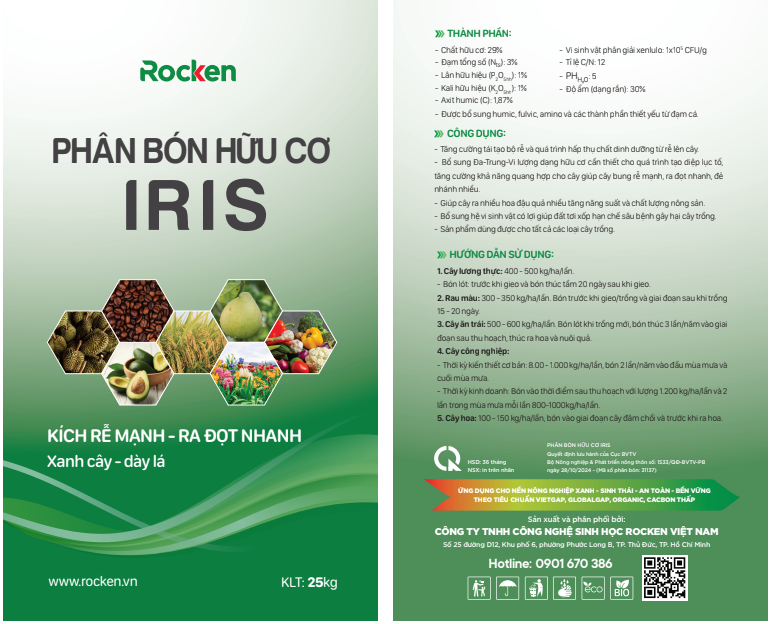 Phân bón hữu cơ sinh học Rocken IRIS